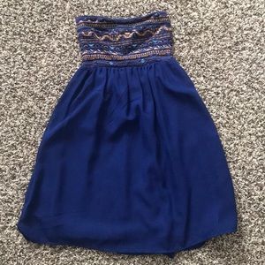 Strapless blue dress